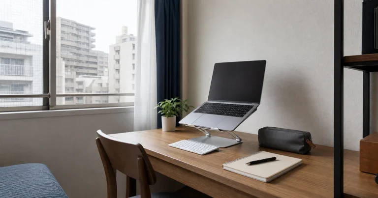 ノートPCを冷ましやすい学生向け賃貸の机まわり